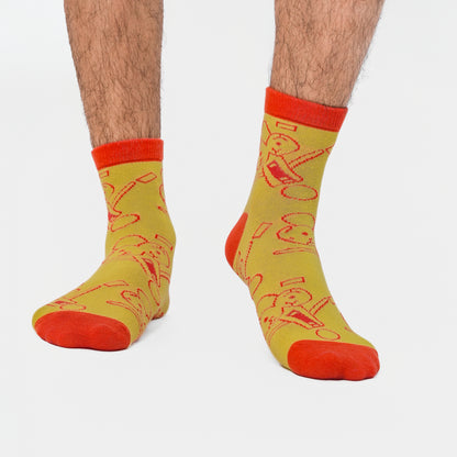 Malle Unisex Yellow Ankle Length Socks - Anxiety Gang