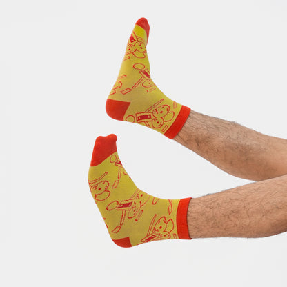 Malle Unisex Yellow Ankle Length Socks - Anxiety Gang