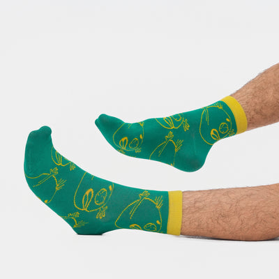 Malle Unisex Green Ankle Length Socks - Anxiety Gang