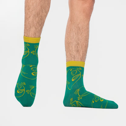 Malle Unisex Green Ankle Length Socks - Anxiety Gang
