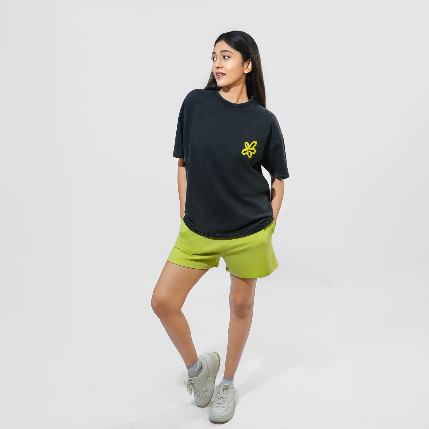 Malle Cactus Acid Wash Black Oversized T-Shirt