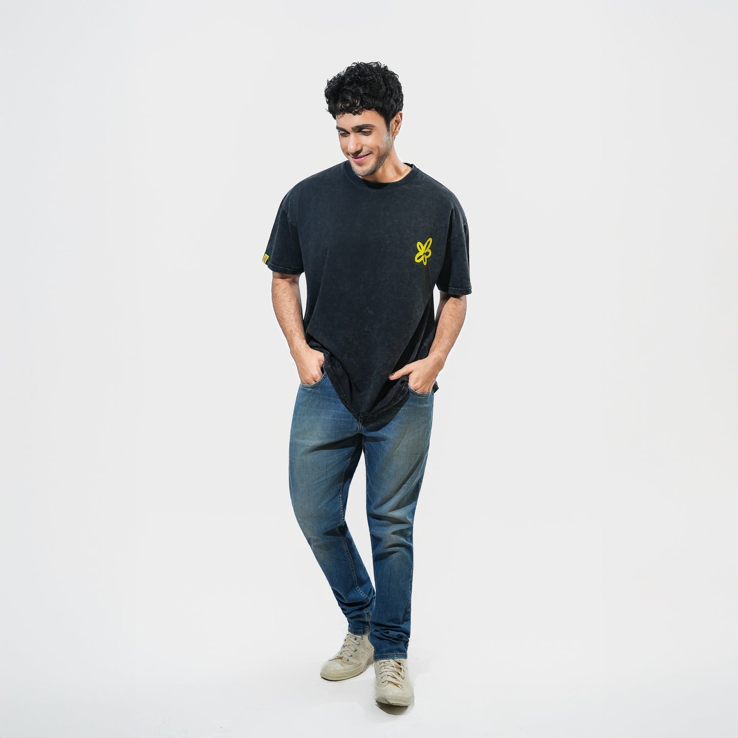 Malle Cactus Acid Wash Black Oversized T-Shirt