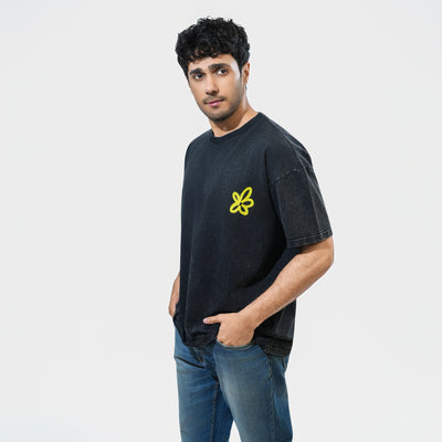 Malle Cactus Acid Wash Black Oversized T-Shirt