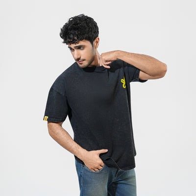 Malle Cactus Acid Wash Black Oversized T-Shirt