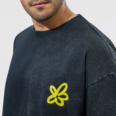 Malle Cactus Acid Wash Black Oversized T-Shirt