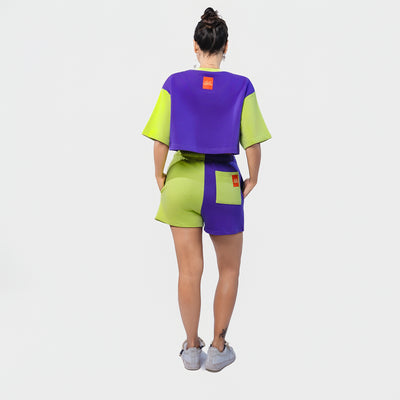 Malle Essentials Women's Cropped T-Shirt - Purple and Lime