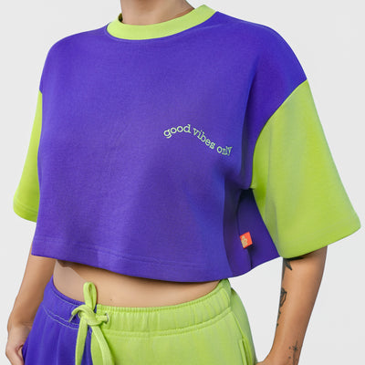 Malle Essentials Women's Cropped T-Shirt - Purple and Lime