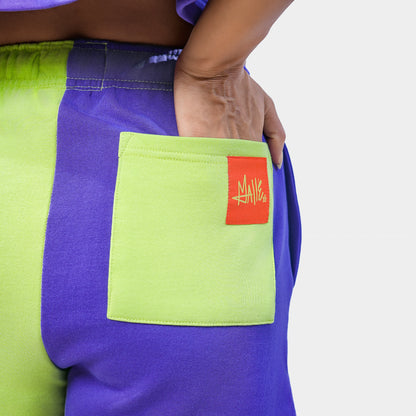 Malle Essentials Unisex Shorts - Purple and Lime