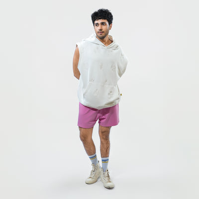 Malle Cactus Embroidered Ecru Muscle Hoodie