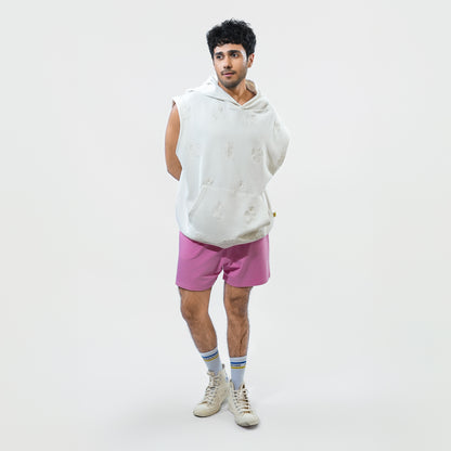 Malle Cactus Embroidered Ecru Muscle Hoodie