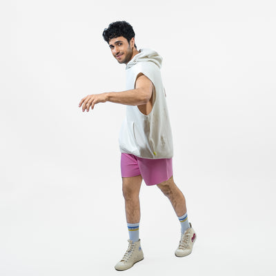 Malle Cactus Embroidered Ecru Muscle Hoodie