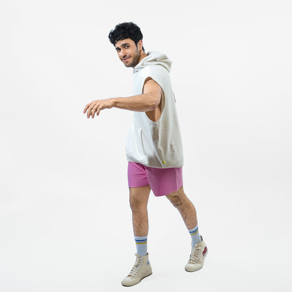 Malle Cactus Embroidered Ecru Muscle Hoodie