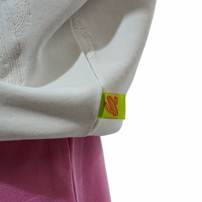 Malle Cactus Embroidered Ecru Muscle Hoodie