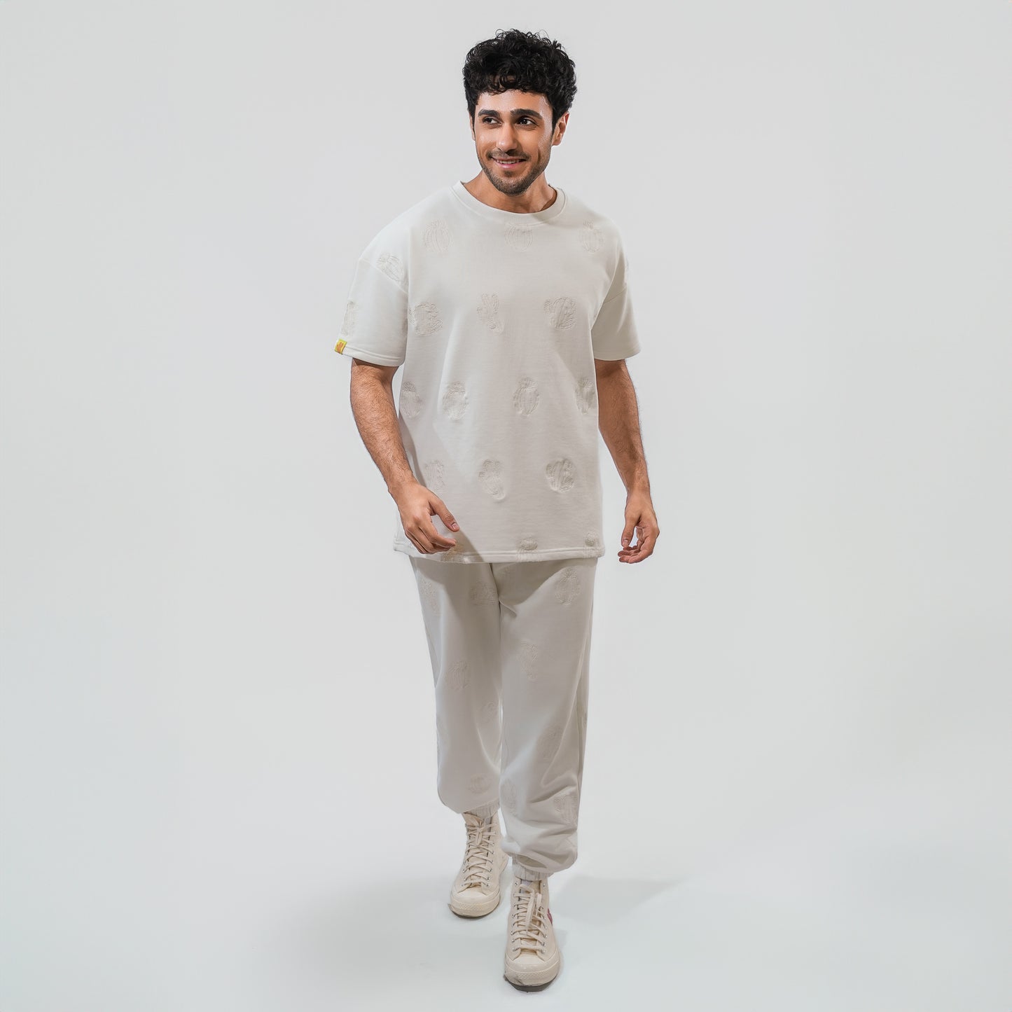 Malle Cactus Embroidered Ecru Joggers
