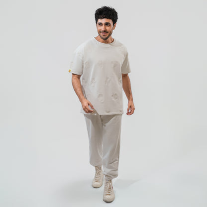 Malle Cactus Embroidered Ecru Joggers