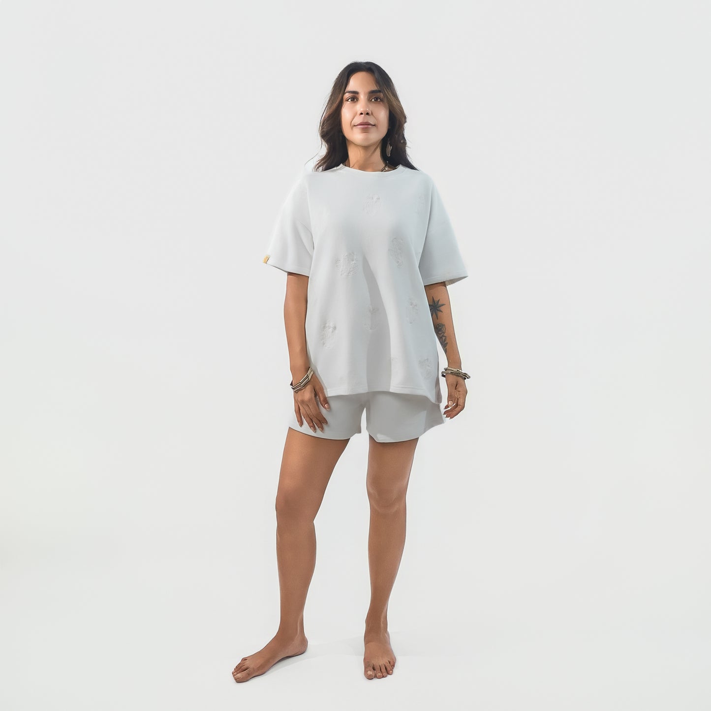 Malle Cactus Embroidered Ecru T-Shirt