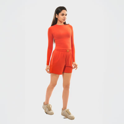 Malle Tangerine Cropped Full-Sleeve T-Shirt