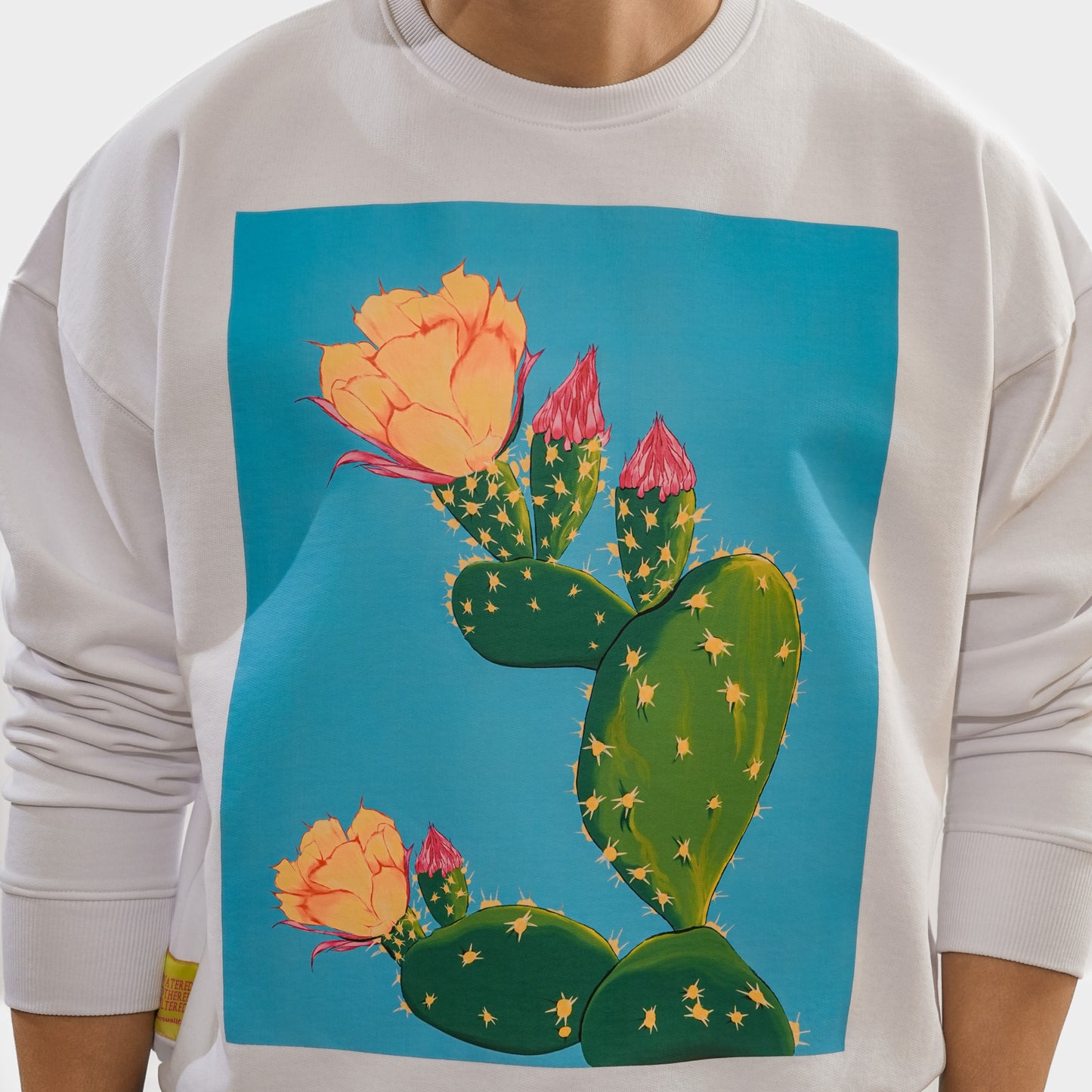 Malle Unisex Cactus Flower Print Sweatshirt - Ecru