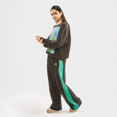 Malle Signature Black ’N’ Teal Wide Leg Pants
