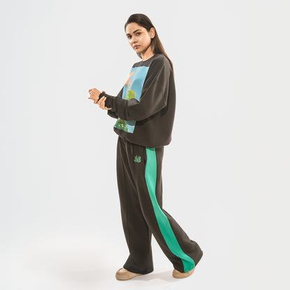 Malle Signature Black ’N’ Teal Wide Leg Pants