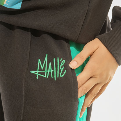 Malle Signature Black ’N’ Teal Wide Leg Pants
