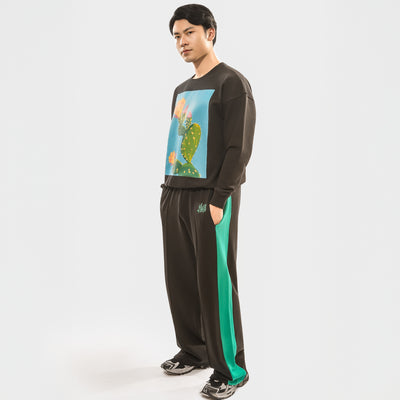Malle Illustrated Cactus Flower Black Sweatshirt