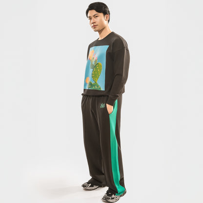 Malle Illustrated Cactus Flower Black Sweatshirt