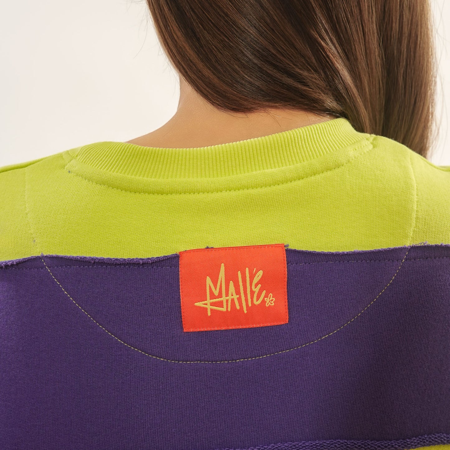 Malle Women's Stripe Print T-Shirt Dress-Purple and Lime