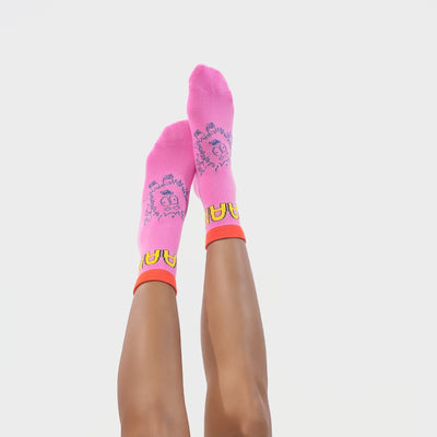 Malle Unisex Pink Ankle Length Socks - Anxiety Gang