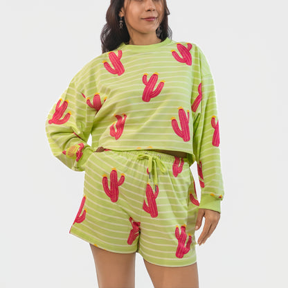 Malle Cactus Lime Cropped Sweatshirt