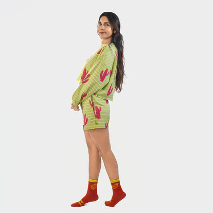 Malle Cactus Lime Cropped Sweatshirt