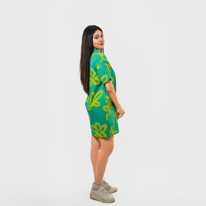 Malle Oversized Floral Polo T-Shirt Dress