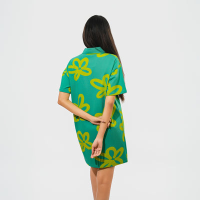 Malle Oversized Floral Polo T-Shirt Dress