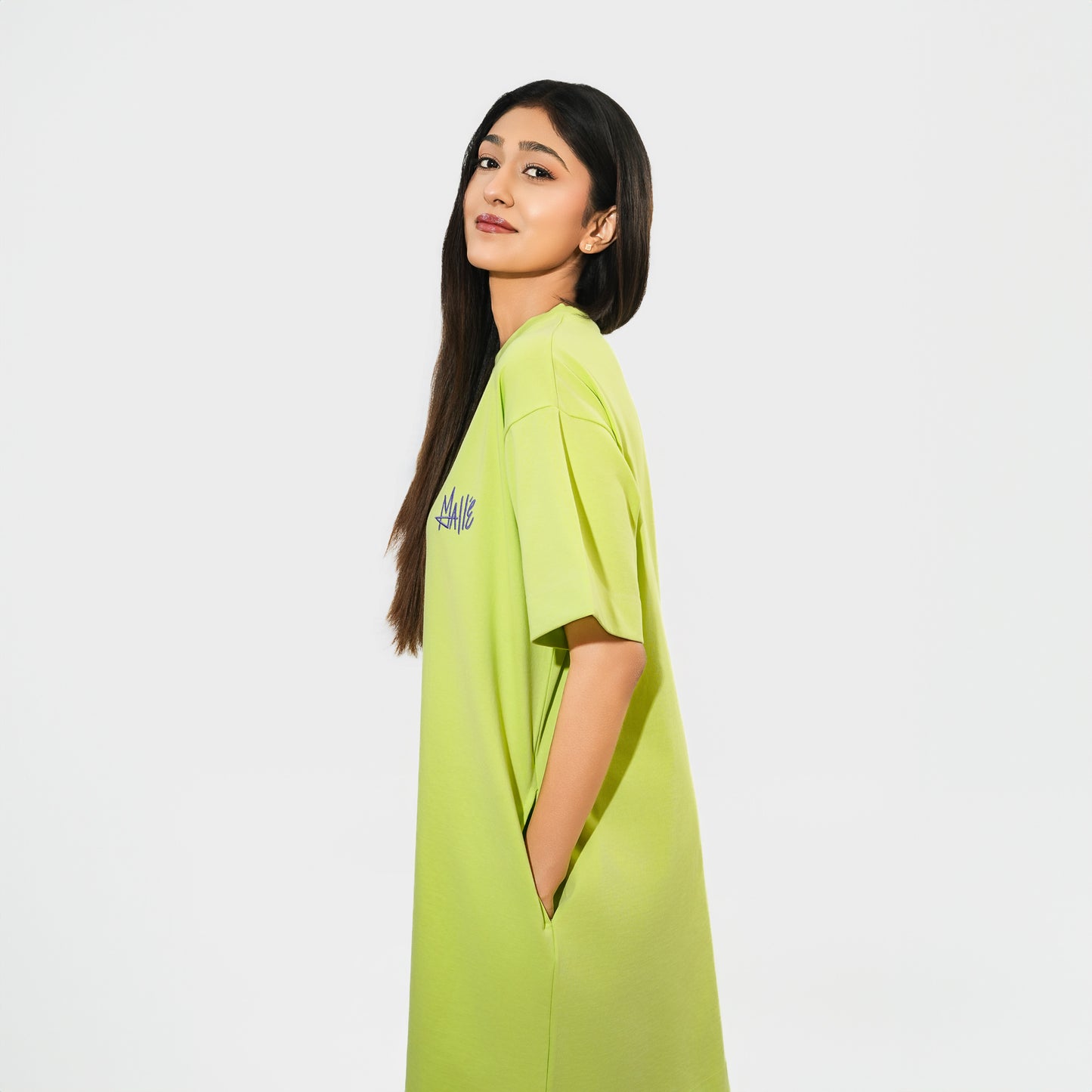 Malle Signature Lime Oversized T-Shirt Dress