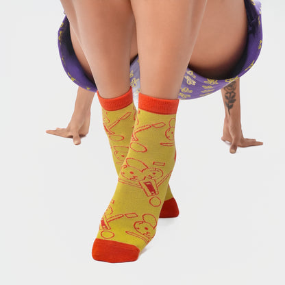 Malle Unisex Yellow Ankle Length Socks - Anxiety Gang