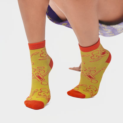 Malle Unisex Yellow Ankle Length Socks - Anxiety Gang