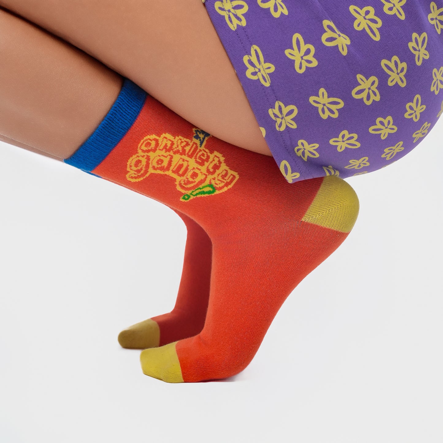 Malle Unisex Tangerine Ankle Length Socks - Anxiety Gang