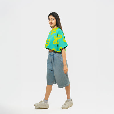 Malle Oversized Floral Cropped T-Shirt
