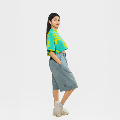Malle Oversized Floral Cropped T-Shirt