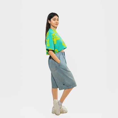 Malle Oversized Floral Cropped T-Shirt
