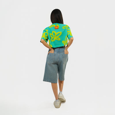 Malle Oversized Floral Cropped T-Shirt