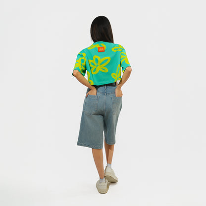 Malle Oversized Floral Cropped T-Shirt