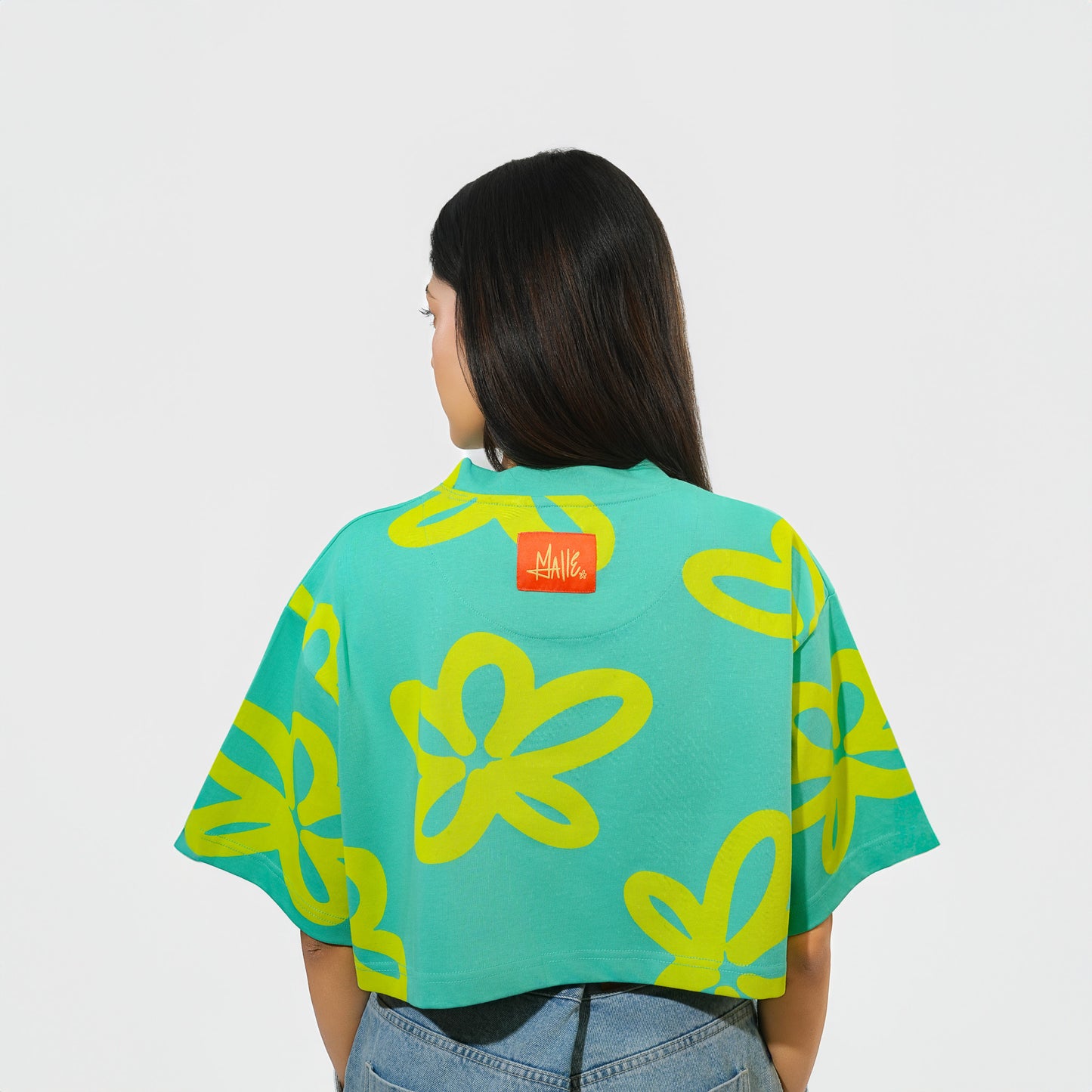 Malle Oversized Floral Cropped T-Shirt