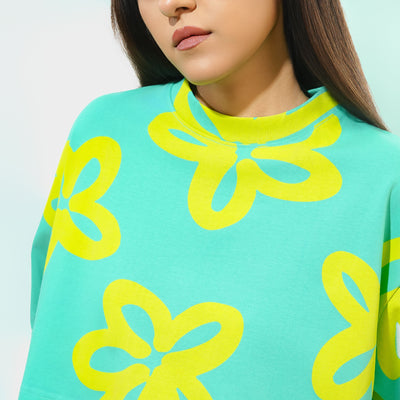 Malle Oversized Floral Cropped T-Shirt