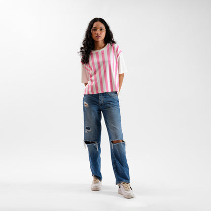 Malle Salmon Pink Cropped Top