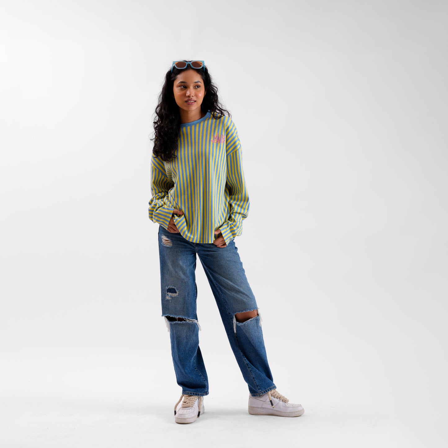 Malle Striped Sapphire Full-Sleeved T-Shirt