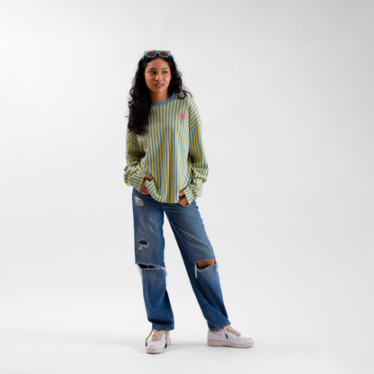 Malle Striped Sapphire Full-Sleeved T-Shirt