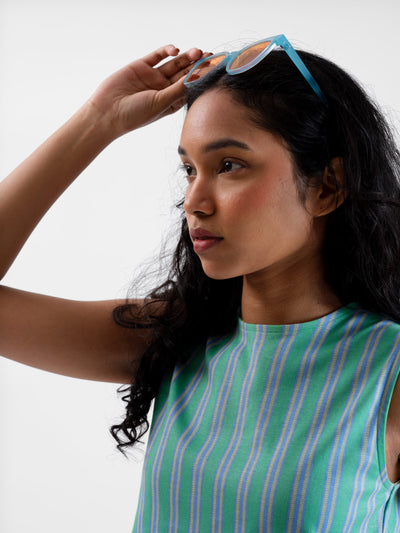 Malle Teal Blue Sleeveless Top