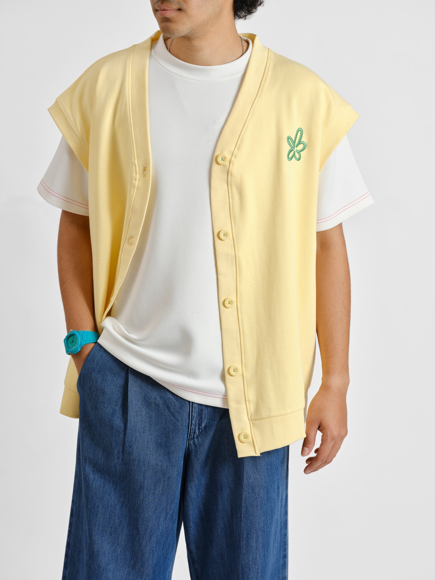 Malle Ochre Half-Sleeved Cardigan