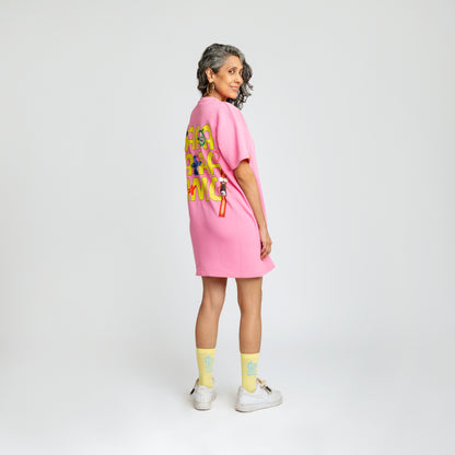 Malle Anxiety Gang Pink T-Shirt Dress